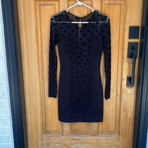 Black long sleeve polka dot dress